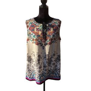 Dress barn Bohemian Print Sleeveless Blouse size Medium